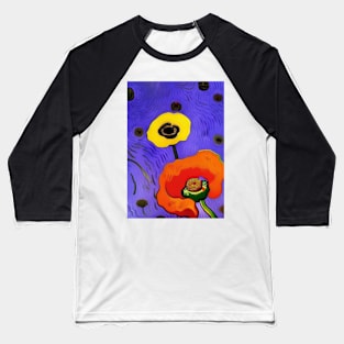 OCHRE AND YELLOW POPPY LIGHT PURPLE  BACKGROUND Baseball T-Shirt